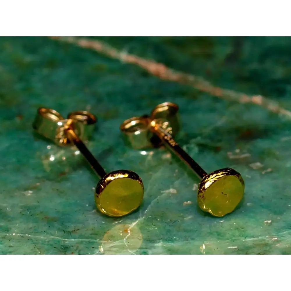 Radiant 24K Gold 3mm Minimalist Disc Stud Earrings - Timeless Elegance in Solid Gold.