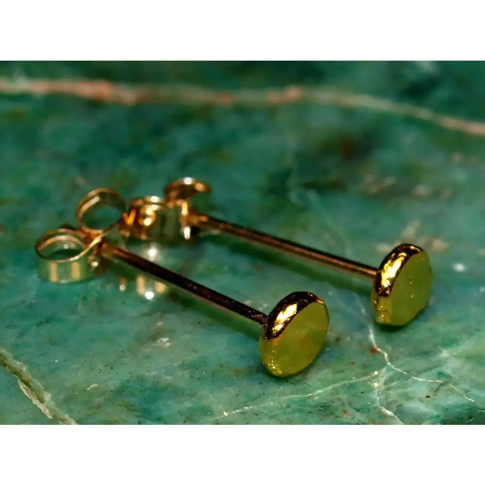Radiant 24K Gold 3mm Minimalist Disc Stud Earrings - Timeless Elegance in Solid Gold.