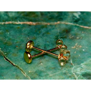 Radiant 24K Gold 3mm Minimalist Disc Stud Earrings - Timeless Elegance in Solid Gold.