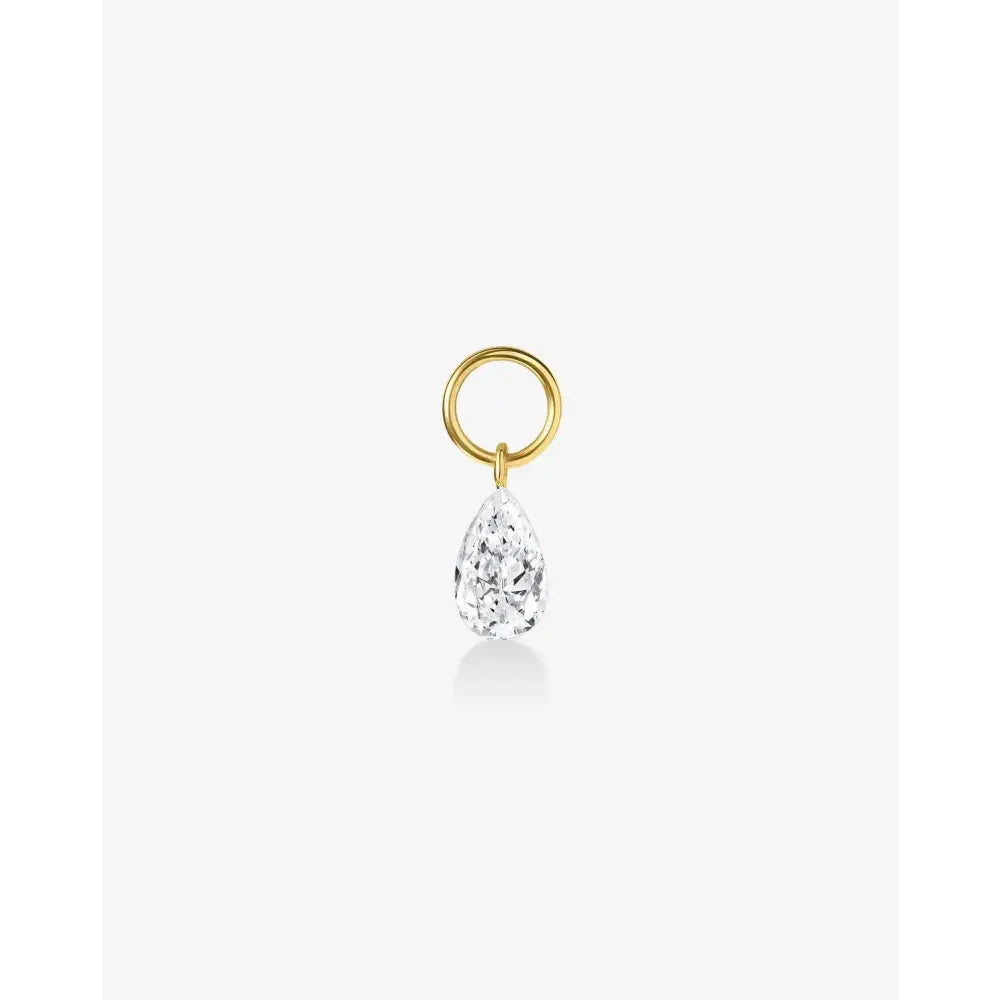Radiant Pear Lab Diamond Huggie Charm Earrings.