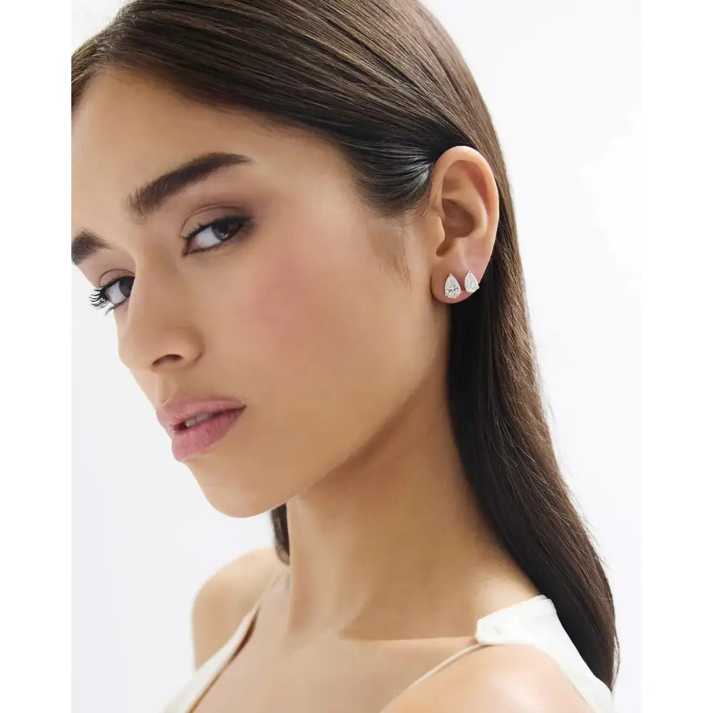Radiant Pear Lab Diamond Studs.