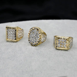Real 10K Solid Gold Men'S Ring CZ Stone Real Solid 10K Yellow Gold Large Men'S Ring | All Sizes | 10K Solid round Gold Ring