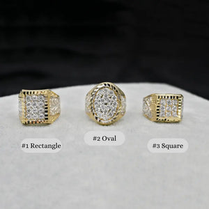 Real 10K Solid Gold Men'S Ring CZ Stone Real Solid 10K Yellow Gold Large Men'S Ring | All Sizes | 10K Solid round Gold Ring