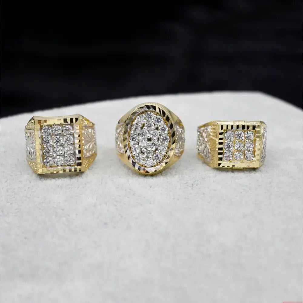 Real 10K Solid Gold Men'S Ring CZ Stone Real Solid 10K Yellow Gold Large Men'S Ring | All Sizes | 10K Solid round Gold Ring