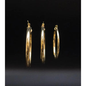 Real 10K Yellow Gold Hoop Earrings 2Mm, 3Mm, 4Mm Thickness, 15Mm-70Mm Gold Hoop Earrings