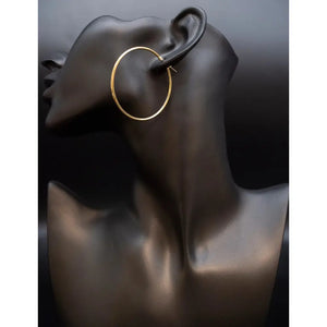 Real 10K Yellow Gold Hoop Earrings 2Mm, 3Mm, 4Mm Thickness, 15Mm-70Mm Gold Hoop Earrings