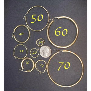 Real 10K Yellow Gold Hoop Earrings 2Mm, 3Mm, 4Mm Thickness, 15Mm-70Mm Gold Hoop Earrings