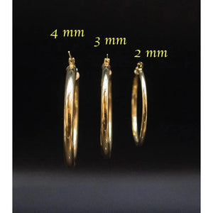 Real 10K Yellow Gold Hoop Earrings 2Mm, 3Mm, 4Mm Thickness, 15Mm-70Mm Gold Hoop Earrings