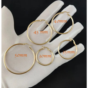 Real 10K Yellow Gold Hoop Earrings 2Mm, 3Mm, 4Mm Thickness, 15Mm-70Mm Gold Hoop Earrings