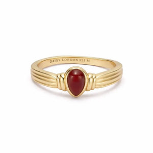 Red Jasper Pear Ring 18Ct Gold Plate