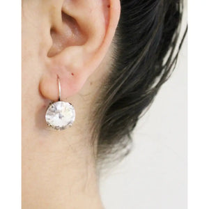 Rivoli Clear 14Mm Leverback Earrings Made with Swarovski Crystal Elements Choose a Finish