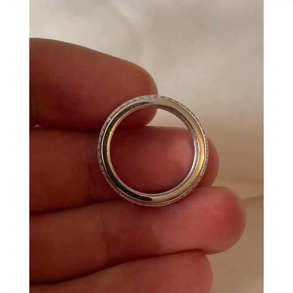 Round Cut Created Diamond Sterling Silver Wedding Band Ring