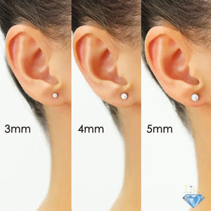 Set of 3! 14K White Gold Ball Stud Earrings with Butterfly Pushbacks, Solid 14K White Gold Gift Set, 3Mm 4Mm and 5Mm, by TILO Jewelry