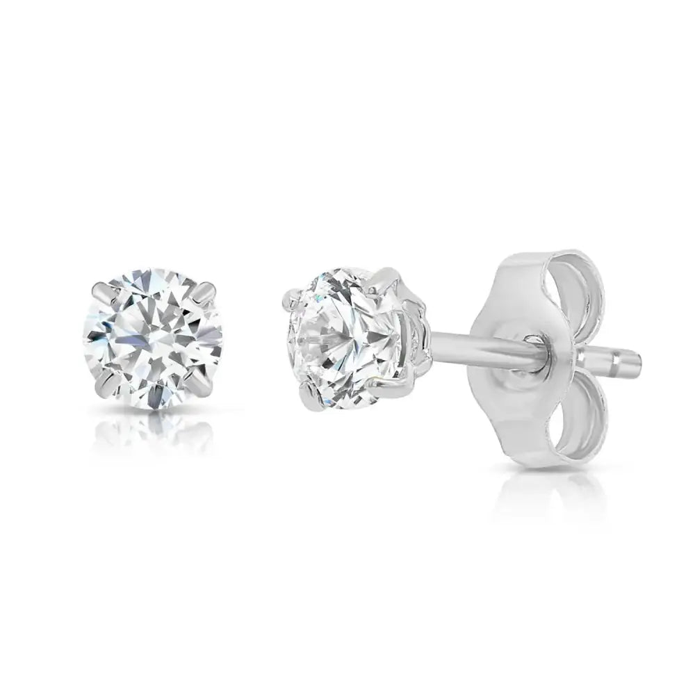 Set of 5! 925 Solid Sterling Silver Basket Set round CZ Stud Earrings, Pushback Sleeper Studs, Simulated Diamond, Unisex, by TILO Jewelry