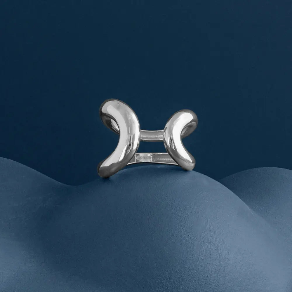 SILVER CHUNKY DOUBLE LOOP RING