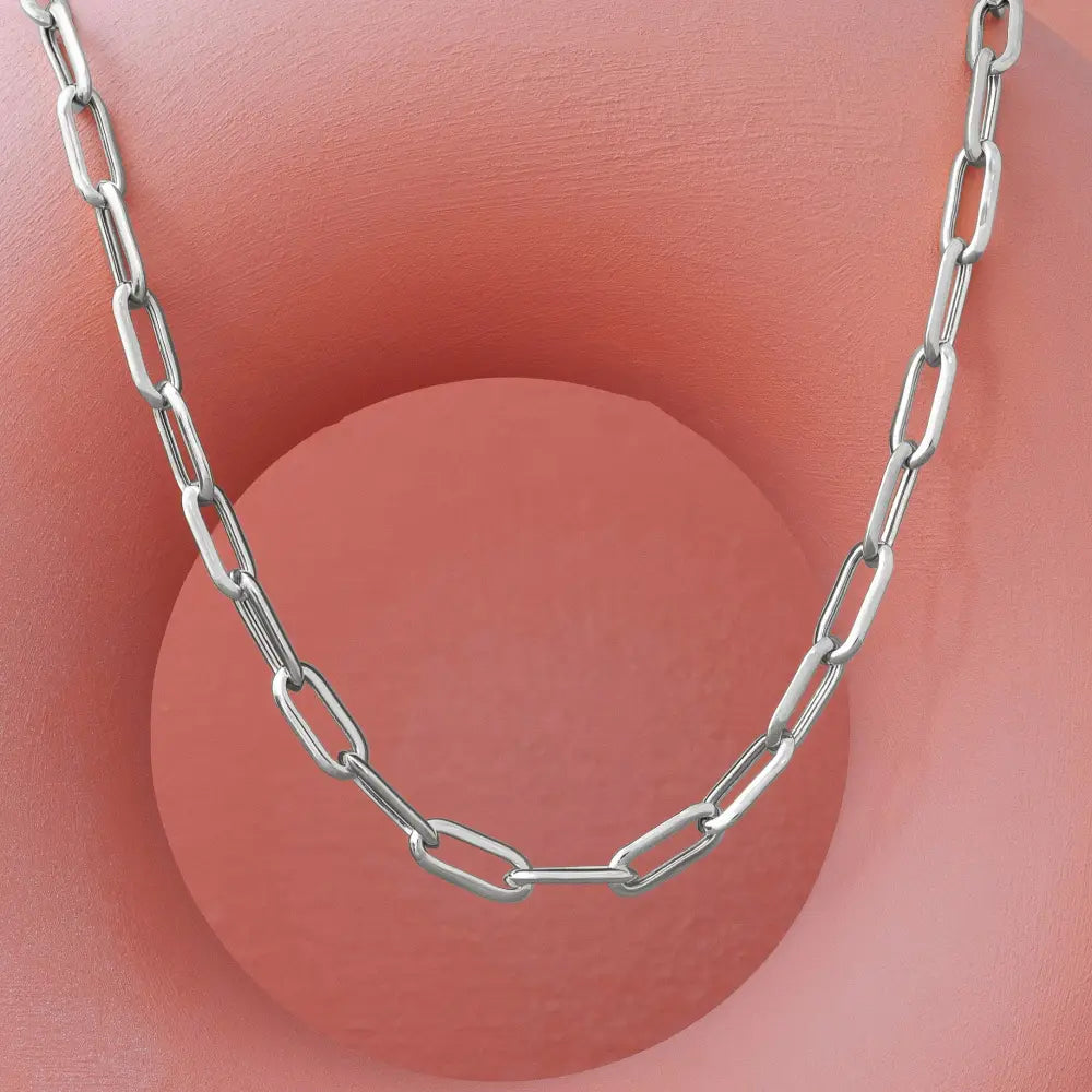 SILVER LONG LINK CHAIN NECKLACE