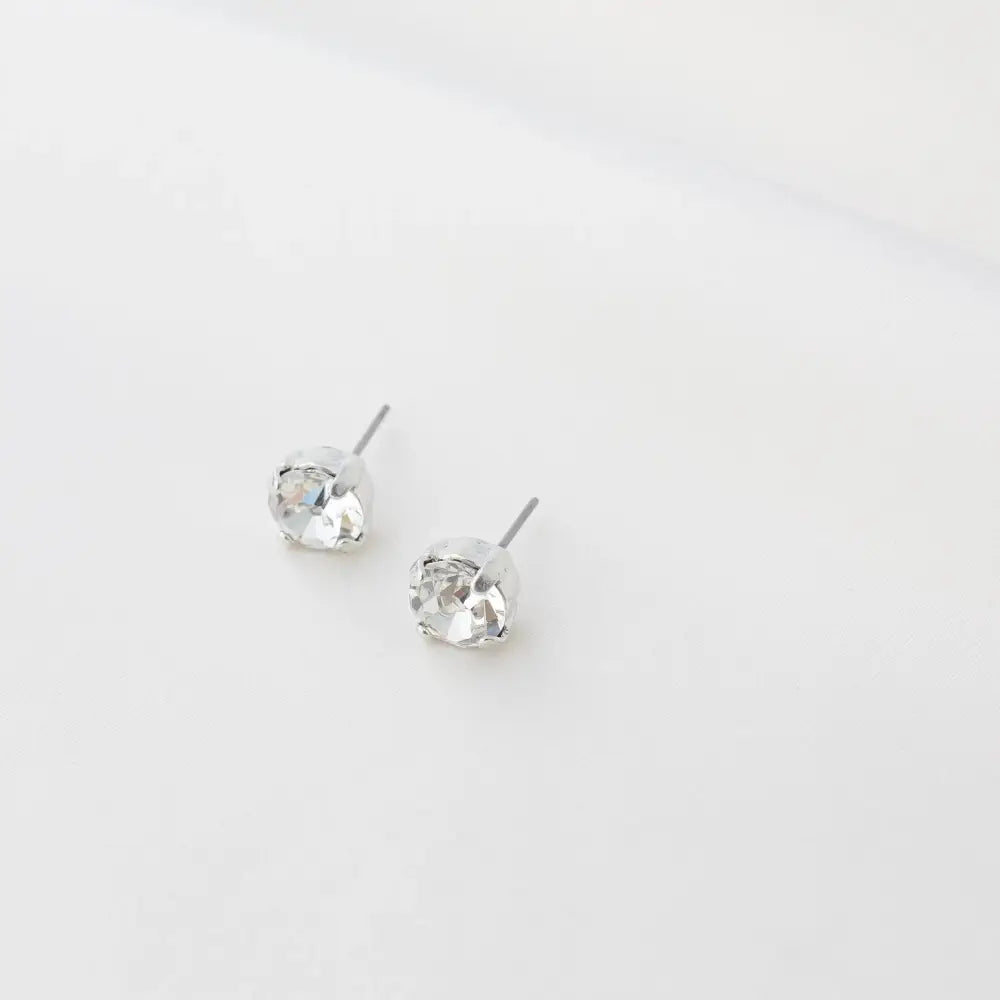 Silver Swarovski Crystal Stud Earrings - 8Mm Elegant Sparkle
