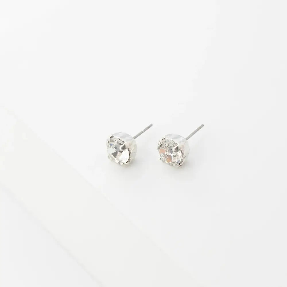 Silver Swarovski Crystal Stud Earrings - 8Mm Elegant Sparkle