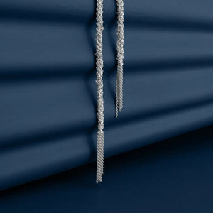 SILVER WOVEN THREAD LARIAT KNOT NECKLACE
