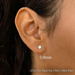 Single 14K Solid Gold Natural Diamond Stud Earring – 3 Prong Martini Setting Half Pair.