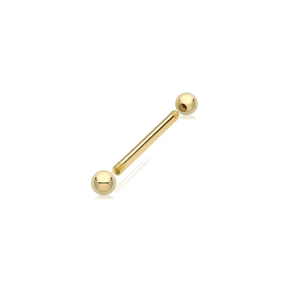 SINGLE 9Ct Yellow Gold Barbell Stud Screw Back Earring 1.2Mm Bar Thickness - Solid 9K Gold