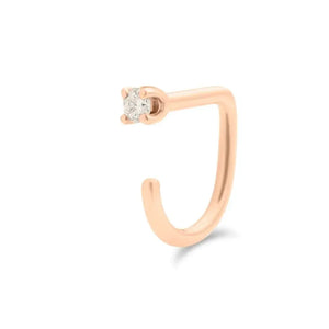 Small Diamond Claw Earring - 14K Solid Gold Huggie Hoop Earring