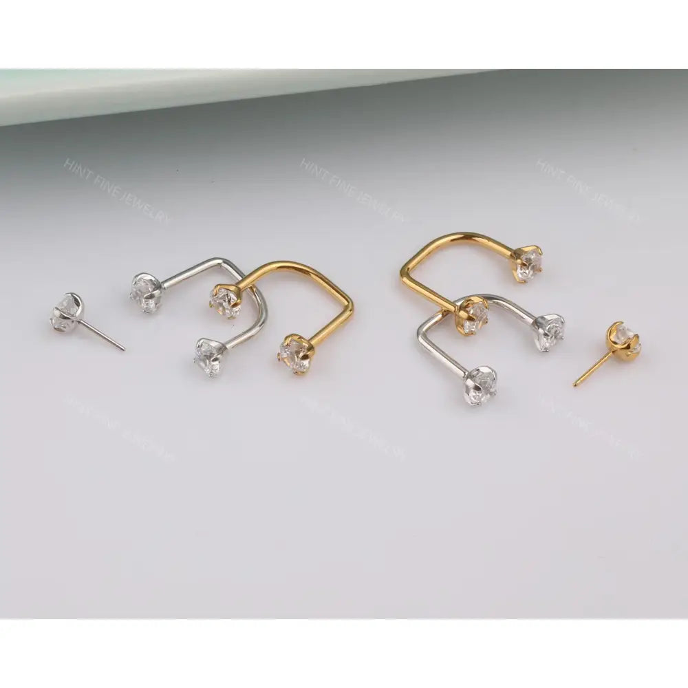 Sold as SINGLE- Waterproof 18G Titanium Flatback Front Back Earrings, Ear Jacket, Helix Stud, Tragus Stud, Daith Stud, Rook Stud