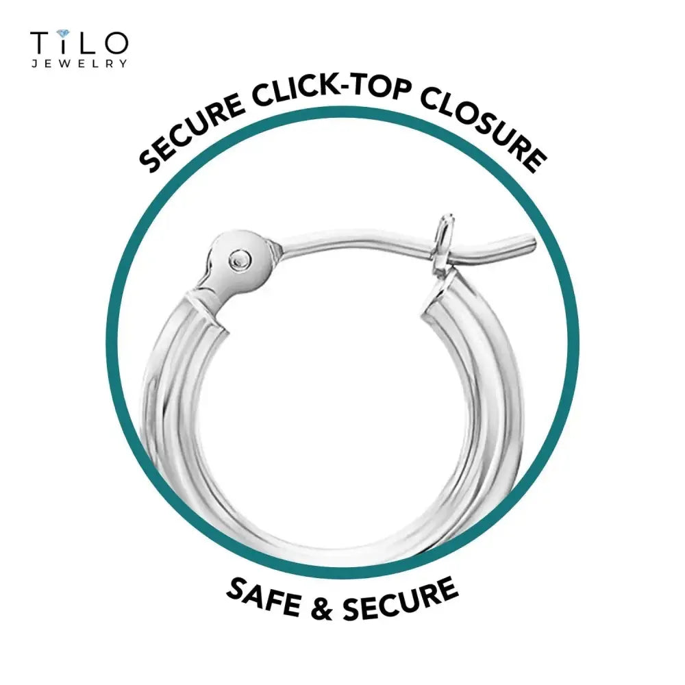Solid 14K Gold Hoop Earrings, 14 Karat White Gold round Classic Hoops, 13Mm (0.5 Inch) Small Size Hoops, Made by TILO Jewelry