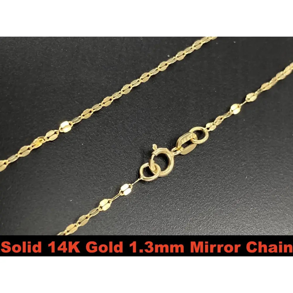 Solid 14K Gold Mirror Chain, 14K Gold Mirror Chain, Strong Dainty Stackable Layering Choker Gold Chain HIGH QUALITY, Ladies Gold Chain