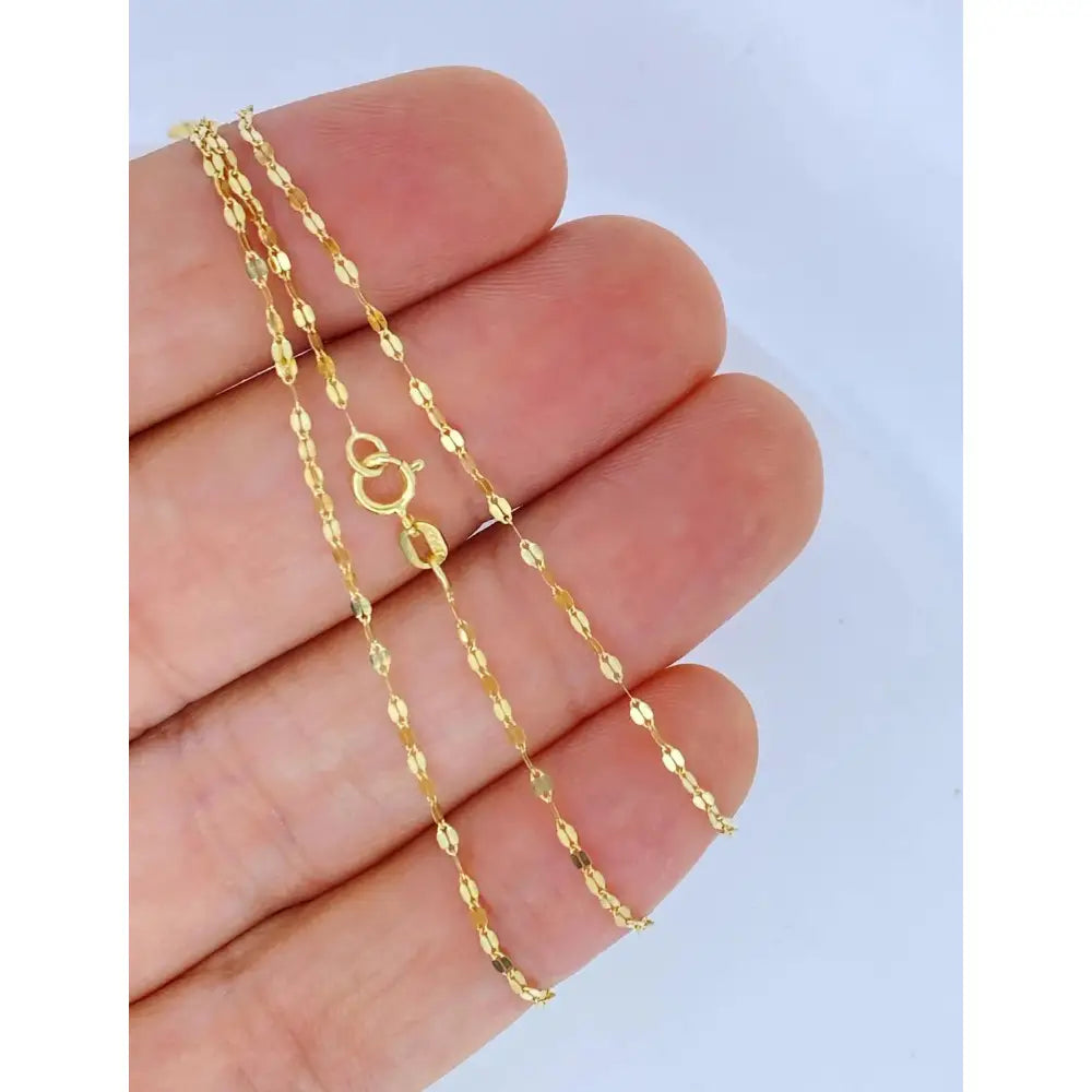 Solid 14K Gold Mirror Chain, 14K Gold Mirror Chain, Strong Dainty Stackable Layering Choker Gold Chain HIGH QUALITY, Ladies Gold Chain