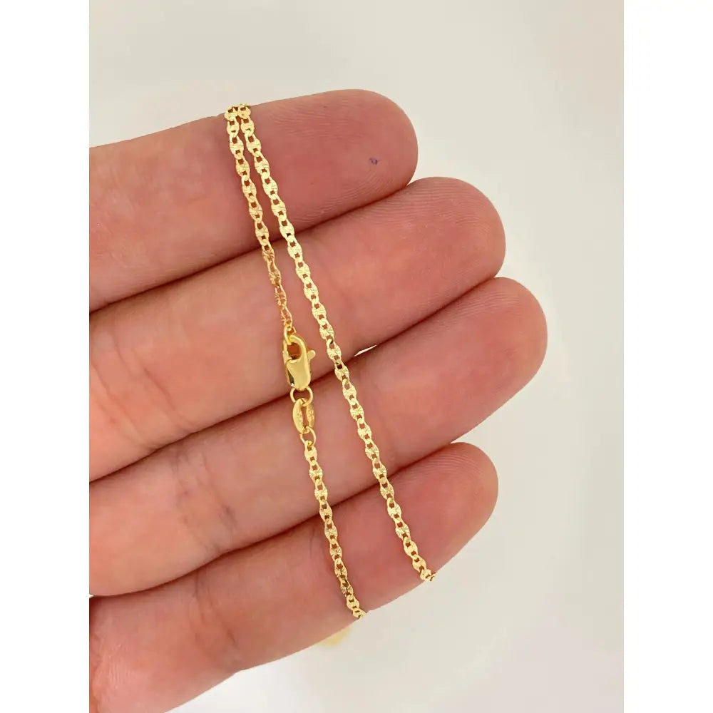 Solid 18K Gold Diamond Cut Chain Necklace, 1.75Mm