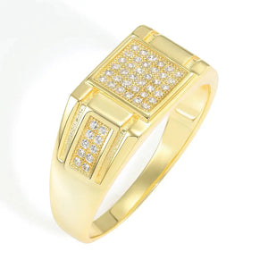 Solid 925 Sterling Silver Pave Square Signet Statement Pinky Wedding Band Ring