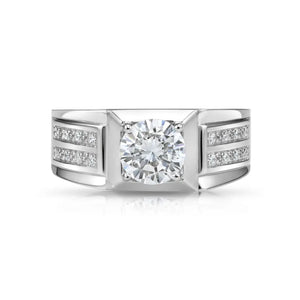 Solid 925 Sterling Silver Solitaire round Brilliant Pave Wedding Pinky Band Ring