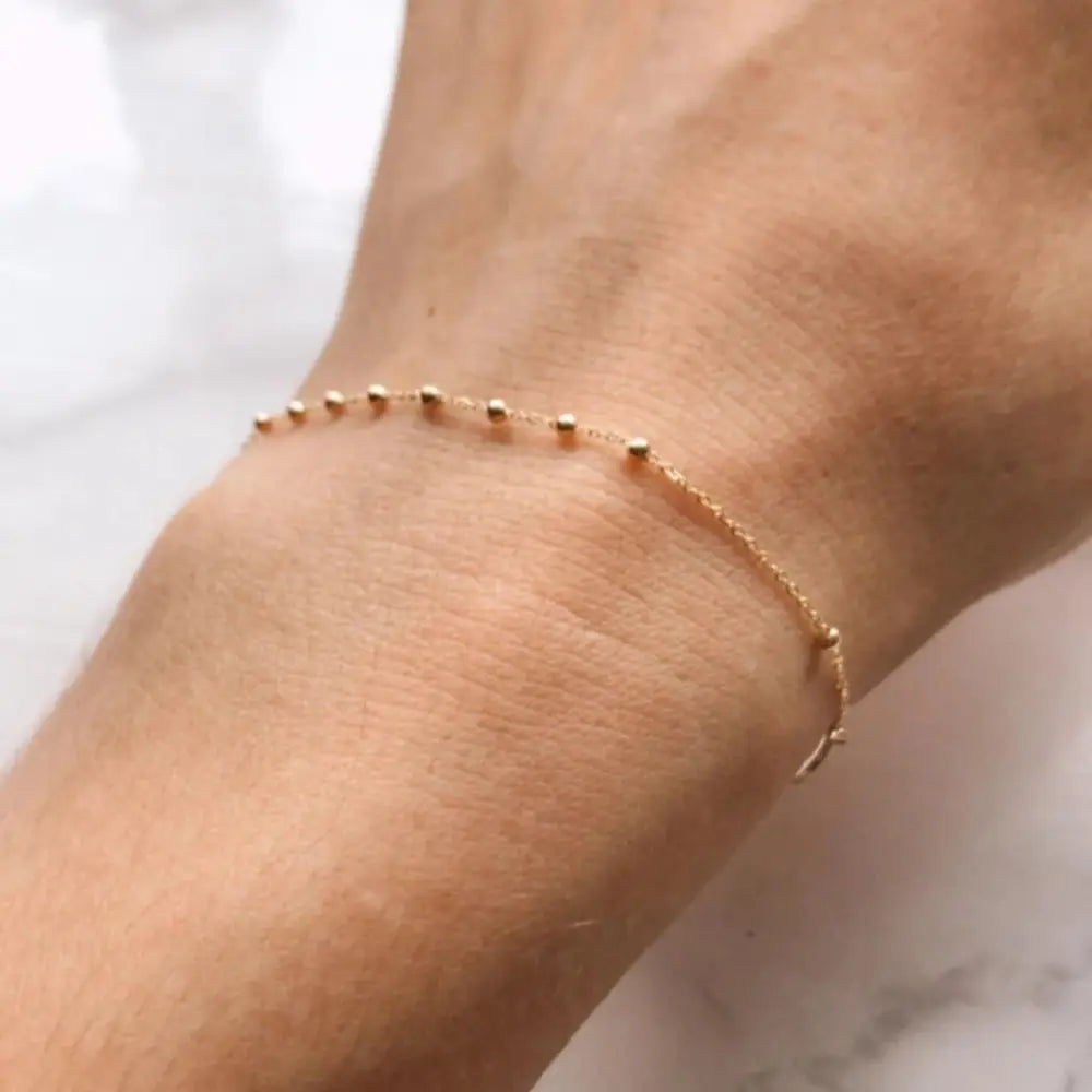 Solid Genuine 9Ct Yellow Gold St Christopher 2Mm Rosary Beads Bracelet for Women