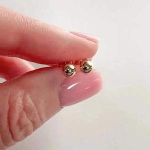 Solid Gold 14K Ball Post Studs Tiny Simple Sphere Earrings Men Women Kids Ear Decor round Bead Earlobe Piercing Minimalist Unisex Jewelry