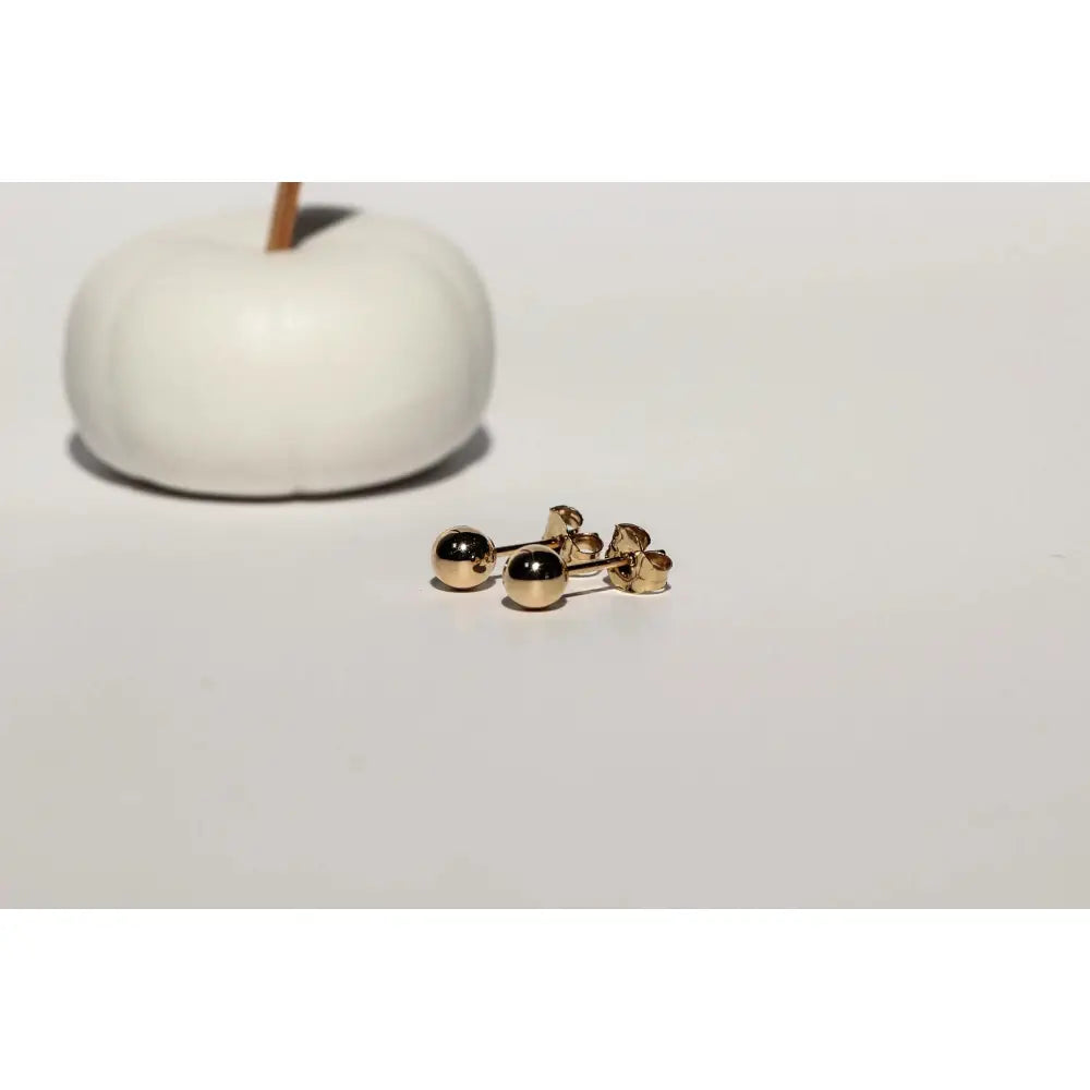 Solid Gold 14K Ball Post Studs Tiny Simple Sphere Earrings Men Women Kids Ear Decor round Bead Earlobe Piercing Minimalist Unisex Jewelry
