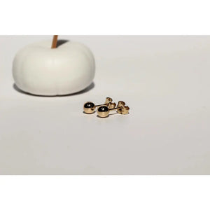 Solid Gold 14K Ball Post Studs Tiny Simple Sphere Earrings Men Women Kids Ear Decor round Bead Earlobe Piercing Minimalist Unisex Jewelry