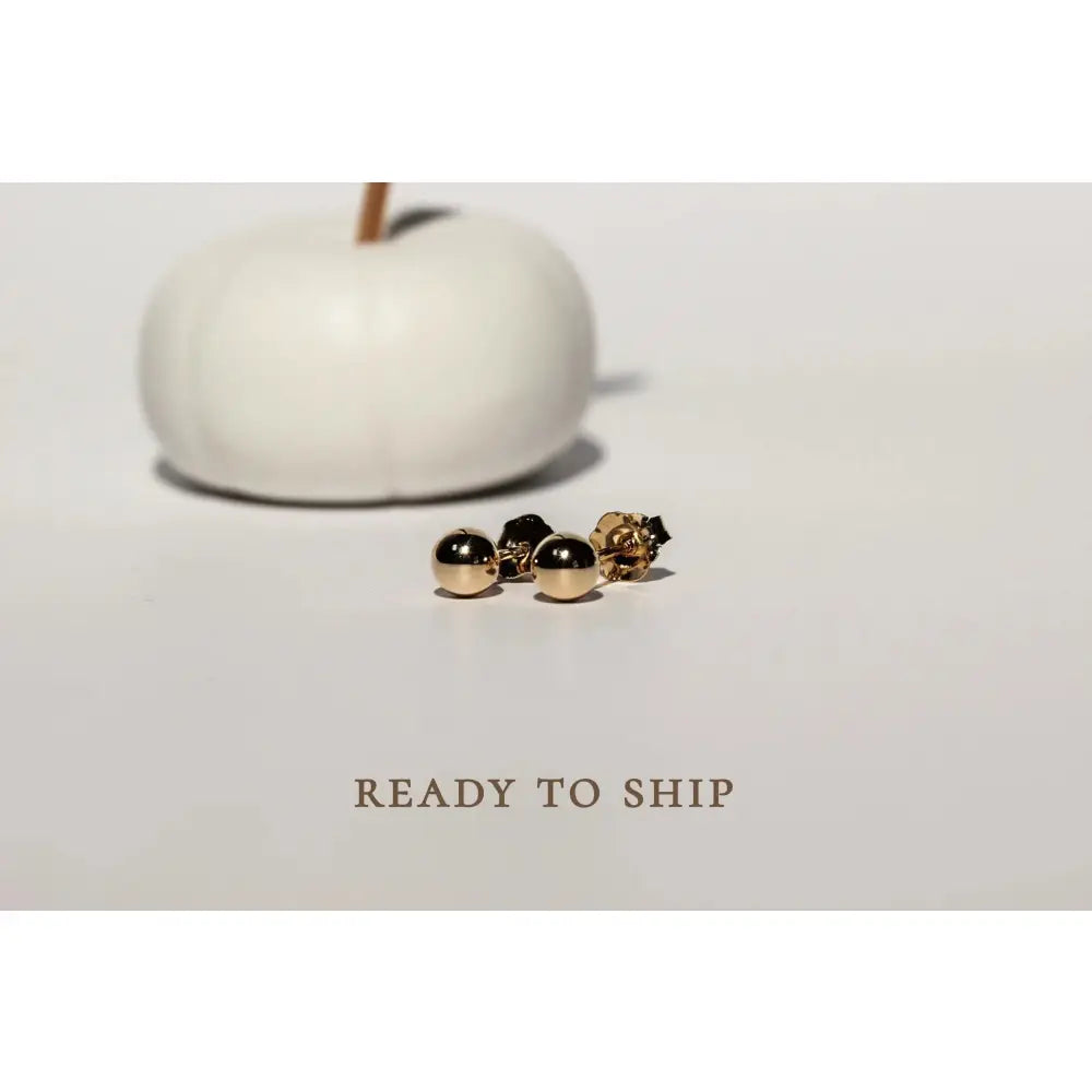 Solid Gold 14K Ball Post Studs Tiny Simple Sphere Earrings Men Women Kids Ear Decor round Bead Earlobe Piercing Minimalist Unisex Jewelry