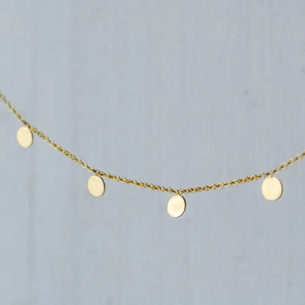 Solid Gold Disc Bracelet, Minimalist Coin Jewelry, Dainty Layering Bracelet / B07