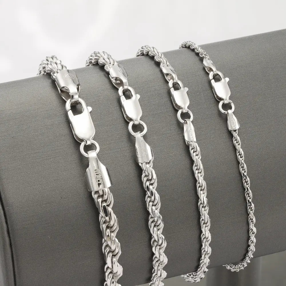 Solid Sterling Silver Rope Chain Bracelet