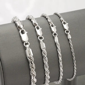 Solid Sterling Silver Rope Chain Bracelet