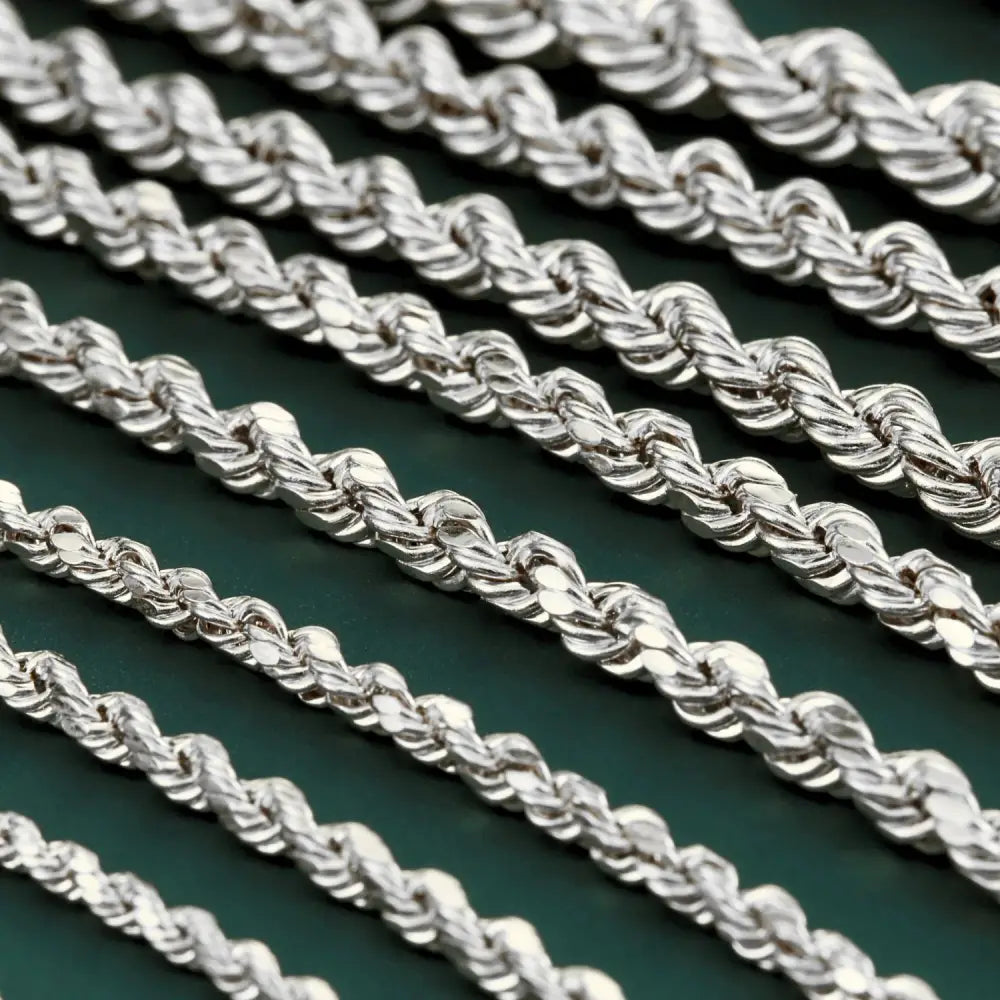 Solid Sterling Silver Rope Chain Bracelet