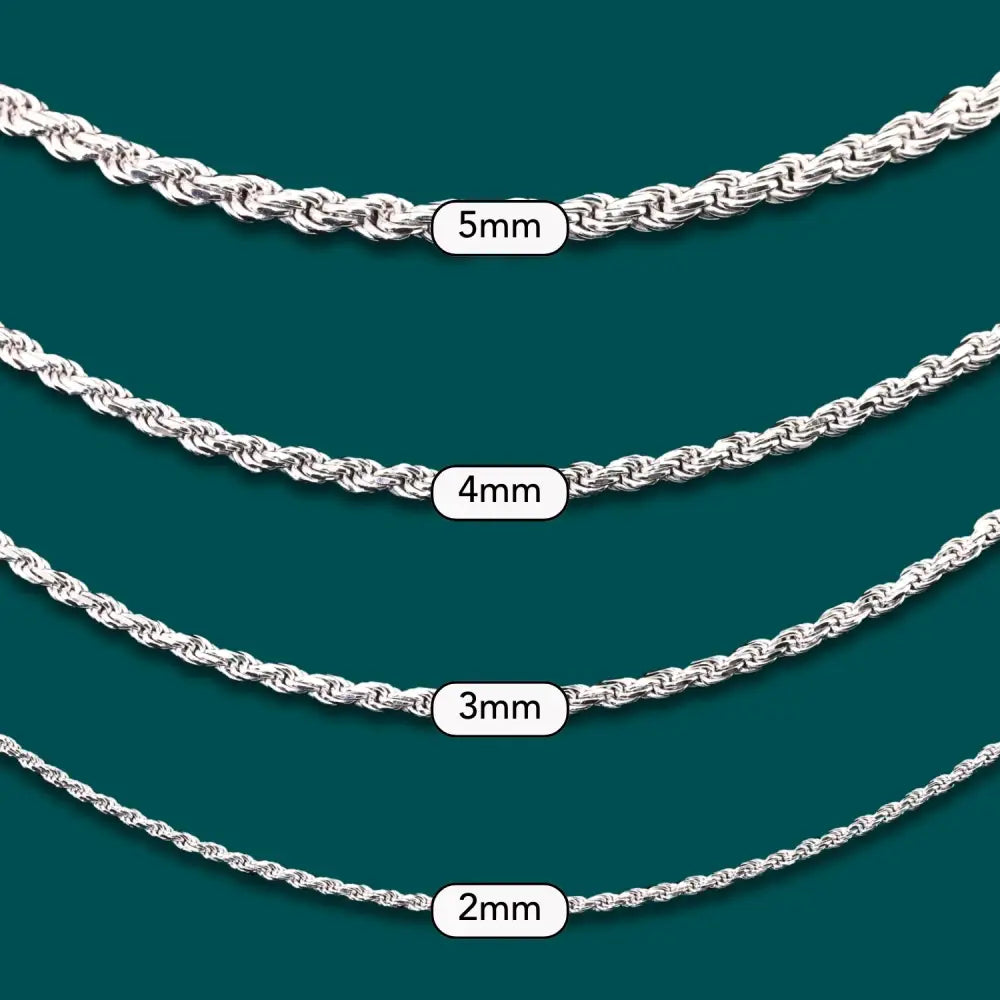 Solid Sterling Silver Rope Chain Bracelet