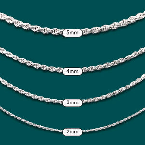 Solid Sterling Silver Rope Chain Bracelet