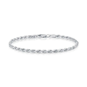 Solid Sterling Silver Rope Chain Bracelet