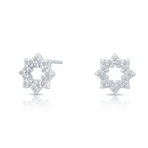 Sparkling CZ Halo Star Flower Stud Earrings in Elegant Sterling Silver.