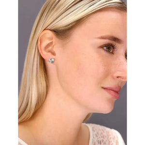 Sparkling CZ Love Stud Earrings in Elegant Sterling Silver.