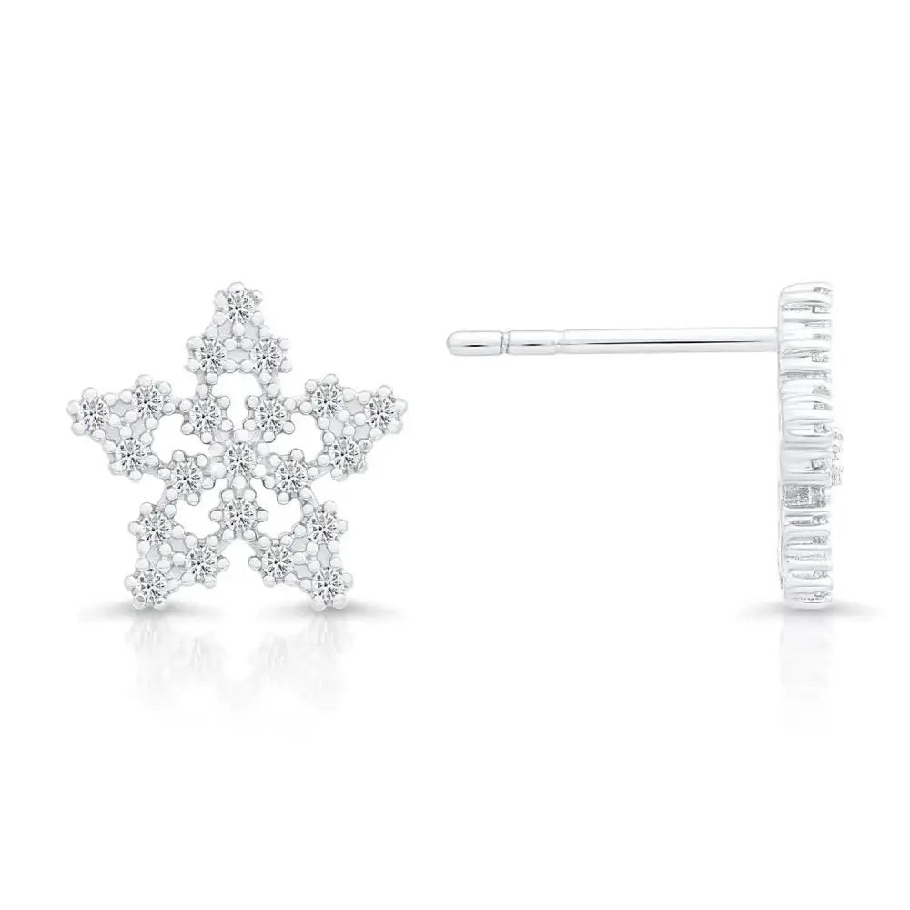 Sparkling CZ Star Stud Earrings in Premium Sterling Silver.