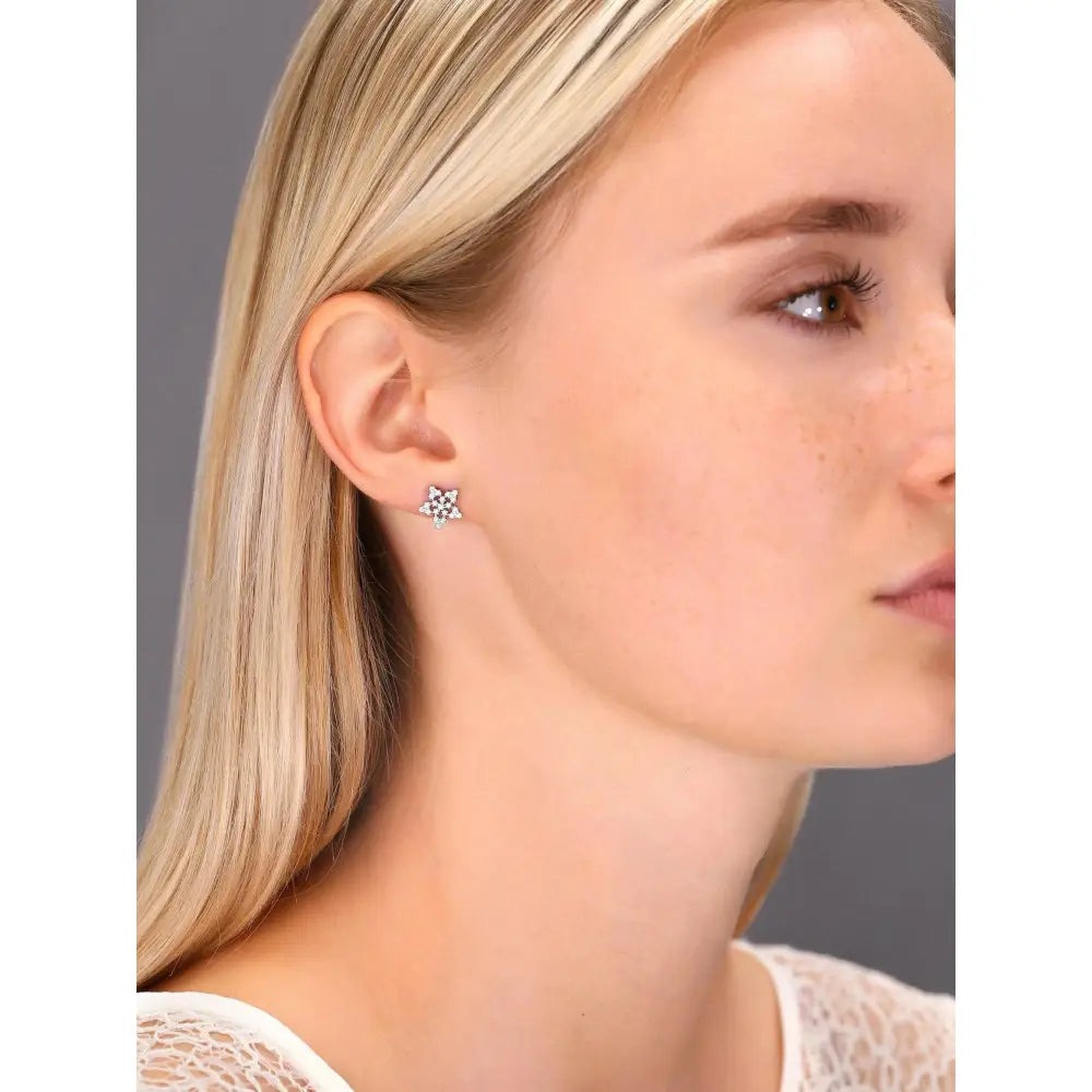 Sparkling CZ Star Stud Earrings in Premium Sterling Silver.