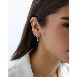 Sparkling Diamond Station Huggie Earrings - Elegant and Chic!.